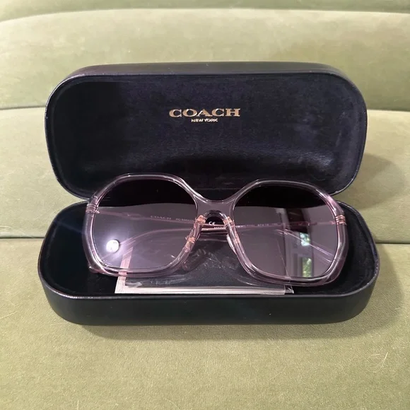 Coach Pink and Brown Geometric Sunglasses - Picture 3 of 5